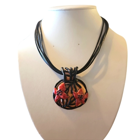 Chico’s Modernist Floral Multi-Strand Pendant Necklace - Picture 1 of 6